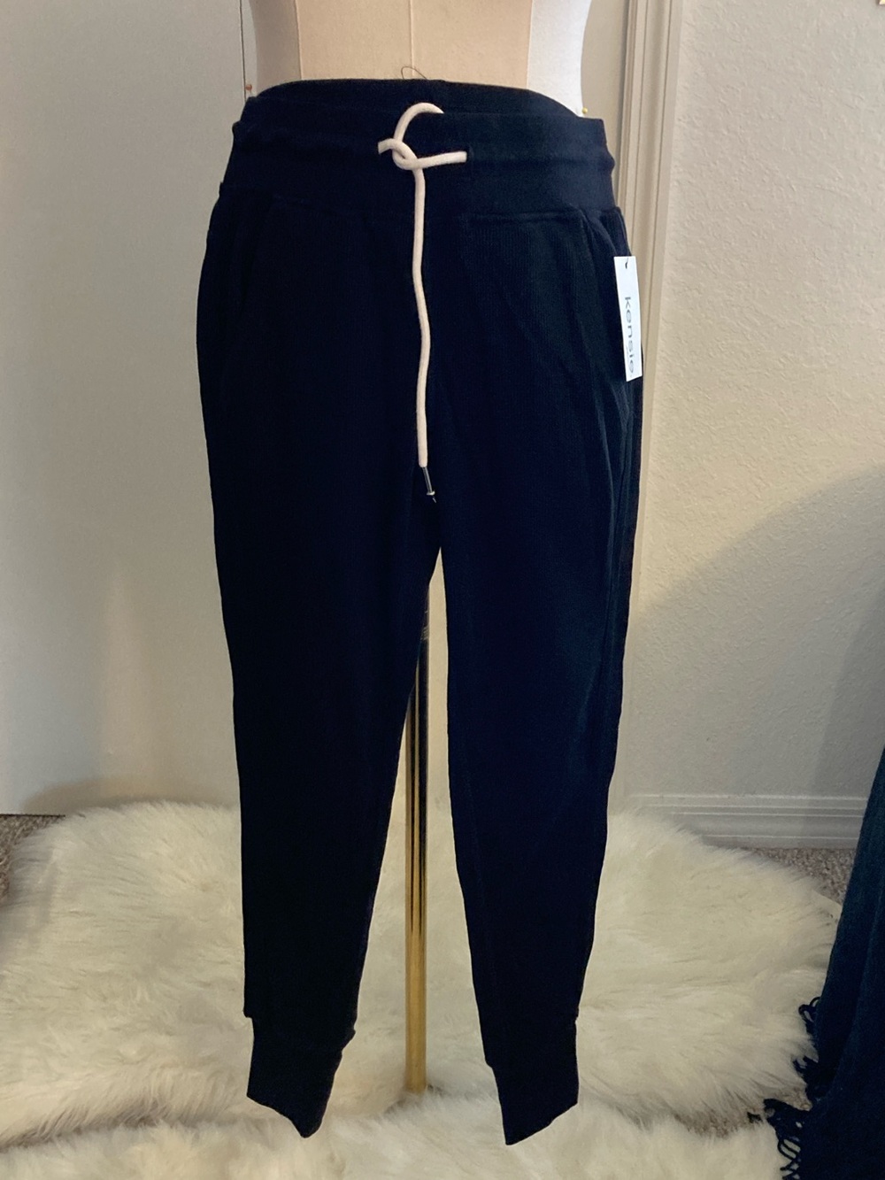Kensie Black Jogger Pants with White Drawstring